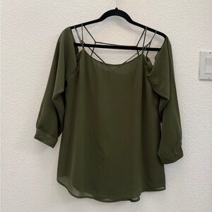 Daily Look Off Shoulder Olive Green Women's Blouse size Medium